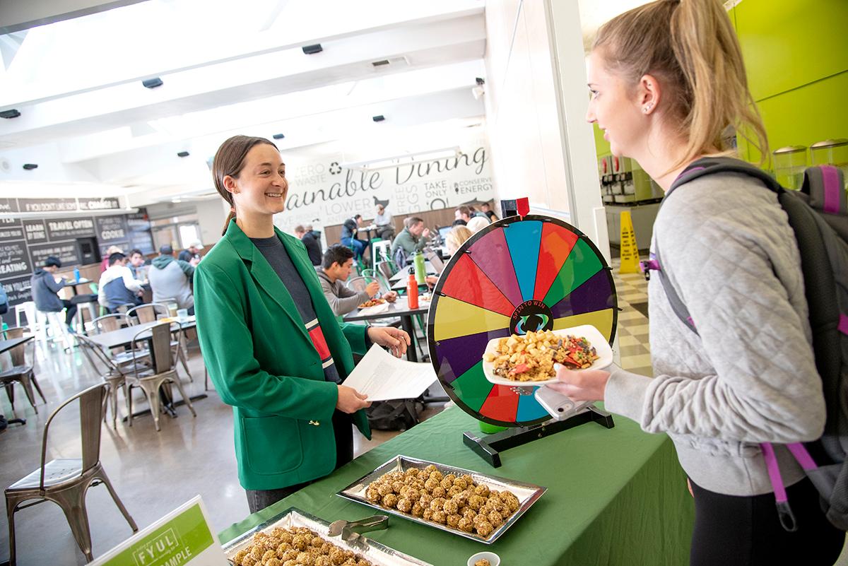 A student speaking to a Choosewell ambassador