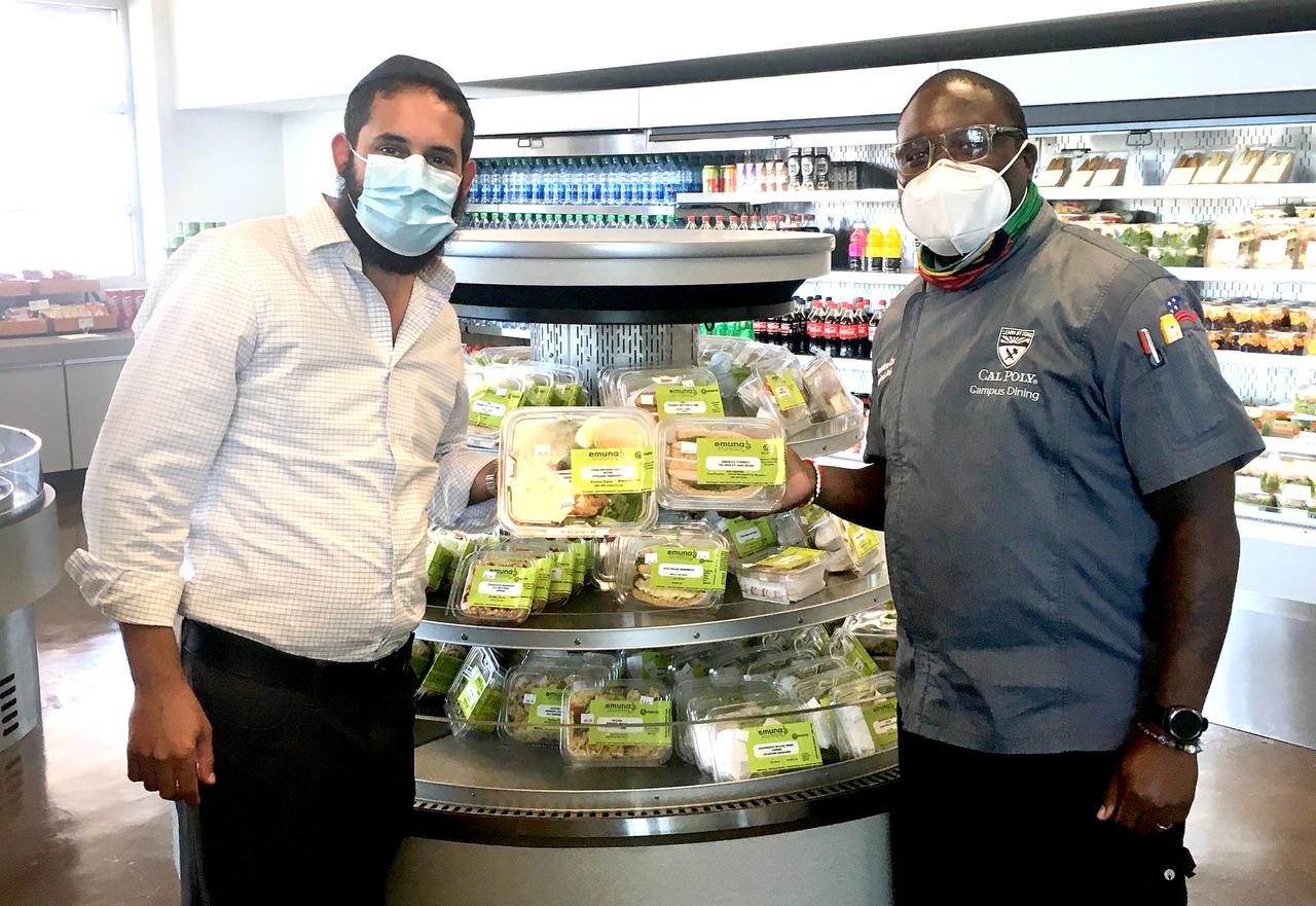 Cal Poly Campus Dining Executive Chef Rensford Abrigo and Rabbi Chaim Hilel of Chabad of SLO