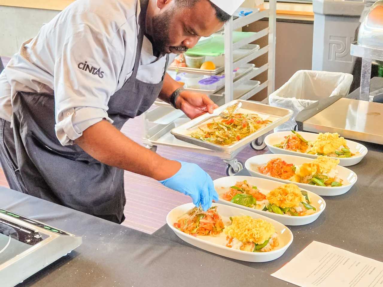 Chef Arthur Dunlin setting up some plates