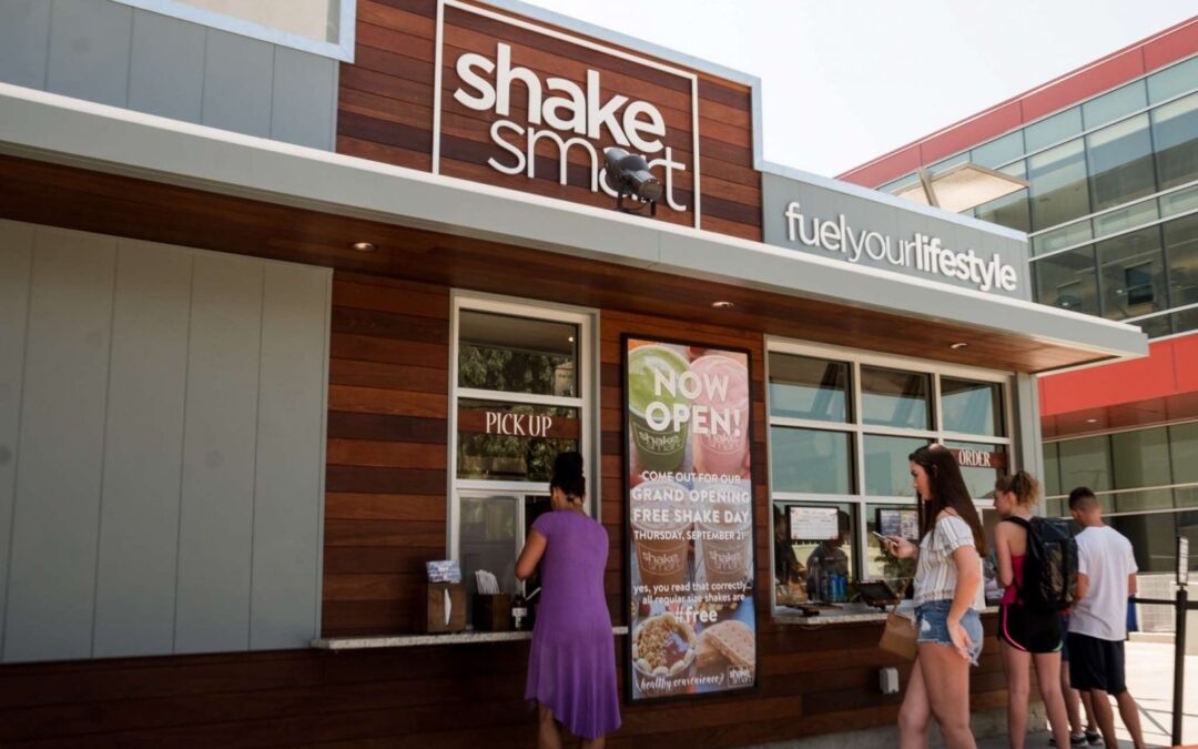 Shake Smart on the campus of Cal Poly. Campus Dining is combining declining balance funds with meal credits in three unique dining plans for incoming students.